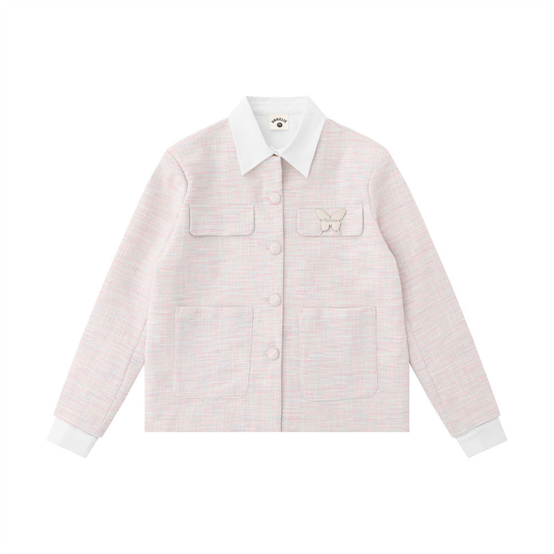 Women Jacket Loose Autumn and Winter Butterfly Lapel Button Cardigan Top