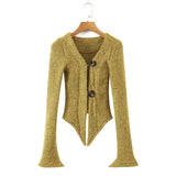 Women Sweater Knitwear Autumn Sexy Flared Long Sleeve Knitted Cardigan