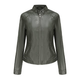 Red Leather Jacket Women's Leather Top Long Sleeve Spring and Autumn Thin Jacket