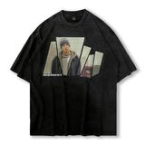 Men T Shirt Retro Loose round Neck Half-Sleeved T-shirt