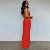 Women Dresses Summer Slim Fit Dress Sexy Print Backless Slip Dress