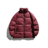 Unisex Winter Cotton Coat Stand-up Collar down Jacket Vintage Zipper Pocket down Jacket