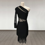 Women Evening Dress Fall/Winter Sexy Lace Cutout Slim Fit Bandage One-Piece Dress
