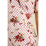 Robe Bridgerton Summer Print Floral Vintage Short Sleeve V-neck