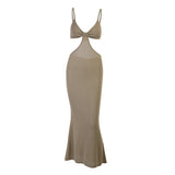 Women Dresses Hollow Backless Sling Dress Slim Fit Long Dress