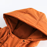 Unisex Winter Cotton Coat Three-Dimensional Pocket Decoration Tooling down Jacket Retro Solid Color down Jacket