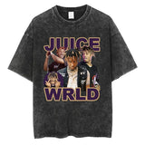 Rapper JUICE WRLD Graphic T-Shirt Men's Hip Hop Vintage Washed