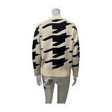 Women Knitted Sweater Autumn and Winter Houndstooth Knitted Sweater Women's round Neck Sweater Top