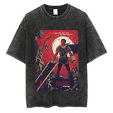 Men Streetwear Vintage Black Tshirt Harajuku Japanese Anime