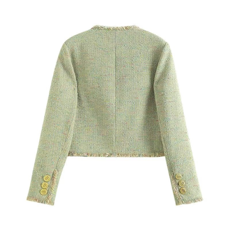 Women Woolen Coat Classic Style Socialite Style Vintage Loose Suit Jacket Short Coat