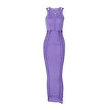 Women Dresses Summer Hollow Slim round Neck Sleeveless Dress