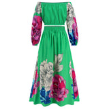 Women Date Dress Autumn Winter Retro Backless Long Sleeves Short Top A- line Long Skirt Suit