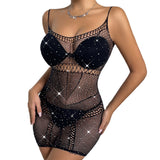 Women Dresses Hollow out Diamond in the Debris Suspender Skirt Backless Hip Skirt (Cy0417)