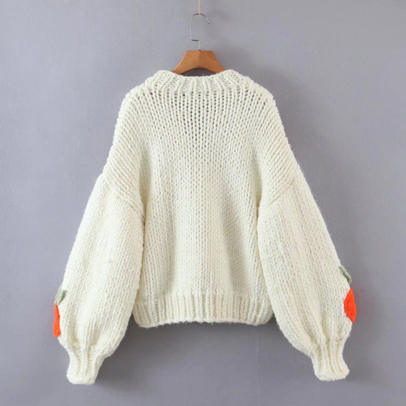 Women Sweater Knitwear Autumn and Winter Loose Hand Crocheted Sweaters Coat