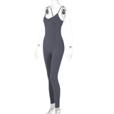 Women Jumpsuit Spring V-neck Backless Slim Fit Jumpsuit