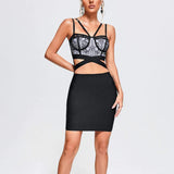 Women Evening Dress Sexy Strap Lace Dress Bandage Dress