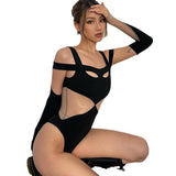 Women Jumpsuit Summer Hollow Mesh Jumpsuit