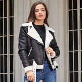 Red Leather Jacket Fall/Winter Suede Fabric Jacket Turn-down Collar Coat