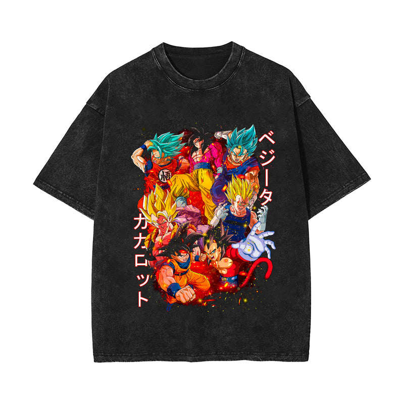 Summer washed old retro short-sleeved T-shirt