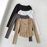 Women Sweater Knitwear V-neck Thin Bottoming Shirt Fall Sexy Long Sleeve T-shirt