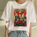 2024 Pistola N Roses Street Rock Print Hip Hop Tees Punk