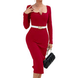 Women Dress Sheath Long Sleeve Dress