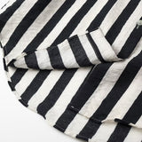Women Tops Summer Striped Shirt Single-Breasted Mid-Length Top