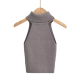Women Sweater Knitwear Retro Turtleneck Knitted Vest Autumn Top