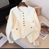 Women Knitted Cardigan Autumn Winter Red Chanel Coat Women's Knitwear Loose Cardigan