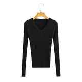 Women Sweater Knitwear Spring and Autumn Klein Blue Ice Silk V-neck Sweater