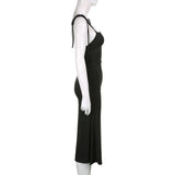 Women Dresses Black Slip Dress Long Dress (Bla0420)