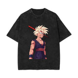 Washed and old retro short-sleeved T-shirt anime dragon ball