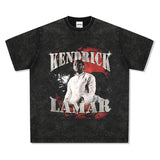 Mens Vintage Rock Band T-Shirt Homage Kendrick Lamar Kung Fu Kenny Rap Print Short Sleeve T-Shirt