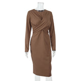 Women Dress Autumn and Winter Chiffon Dress Hip Skirt