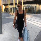 Women Dresses round Neck Slim Fit Sheath Long Dress (Bla0420)