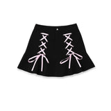 Women Skirt Black Pink Lace-up Hip Skirt Summer Hip Hop Skirt
