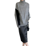 Women Winter Knitted Sweater Autumn and Winter Turtleneck Sweater Loose Pullover Sweater 8t3109