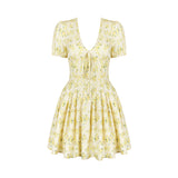 Women Dresses Sexy Deep V Short Sleeve Floral Summer Dress (Lbk0409)