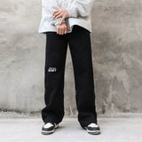 Men Sweatpants Five-Pointed Star Embroidered Slacks Loose Wide-Leg Pants Elastic Waist Mop Pants Trousers