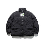 Unisex Winter Cotton Coat Stand-up Collar down Jacket Retro Loose down Jacket
