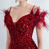 Harlem Nights Outfits Velvet High-Density Sequined Fishtail Evening Dress