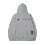 Men Hoodie Rose Print Loose Terry Hooded Sweater