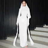 Women Dresses Winter Slim-Fit Hood Split Dress