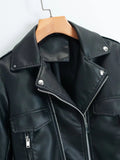 Women Leather Jacket PU Leather Women's Short Slim Jacket Motorcycle Leisure Leather Jacket