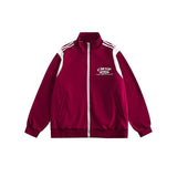 Unisex Jacket Retro Patchwork Coat Loose Lapel Sports Jacket
