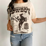 Cowboy Graphic T-Shirts Summer Women 70s Retro T Shirt