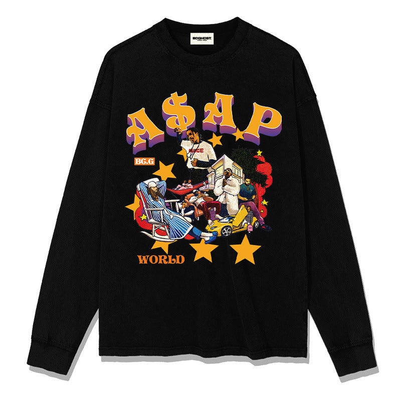 Asap Rocky Hoodie asap rocky hip hop long sleeve t-shirt men and women pure cotton