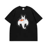 Men T Shirt Rabbit Embroidered Patch Short Sleeve T-shirt