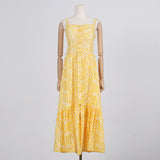 Women Dresses Summer Hollow Embroidery Long Suspender Skirt (Qymy0409)