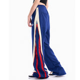 Men Sweatpants Casual Straight-Leg Sweatpants Zipper Color Contrast Patchwork Wide Leg Pants Sports Pants